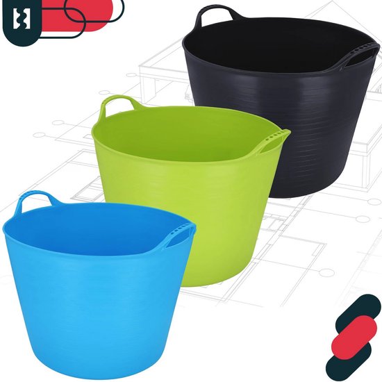 Elastisch rubberrek 42L zwart met handgrepen - Flexibele tuinmand — afbeelding 4