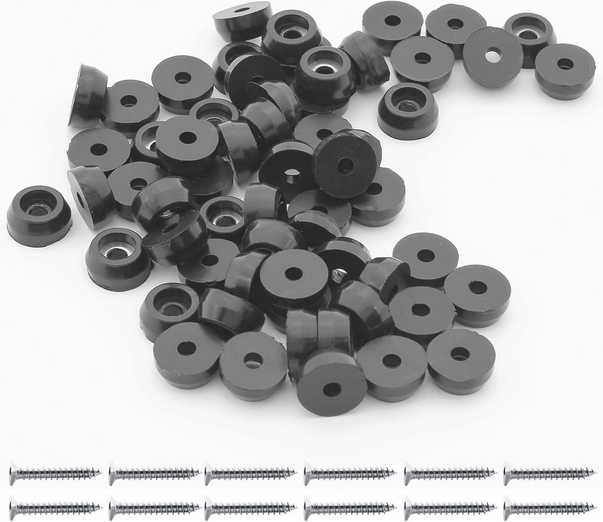 Ronde rubberen voetbumpers - 60 stuks, antislip voetjes voor meubels en elektronica, zwart