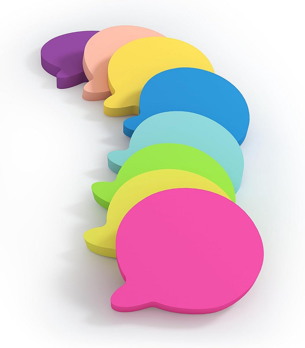Vormgegeven Sticky Notes 75x75 mm - 8 Vormen 8 Kleuren 640 Vellen Zelfklevend