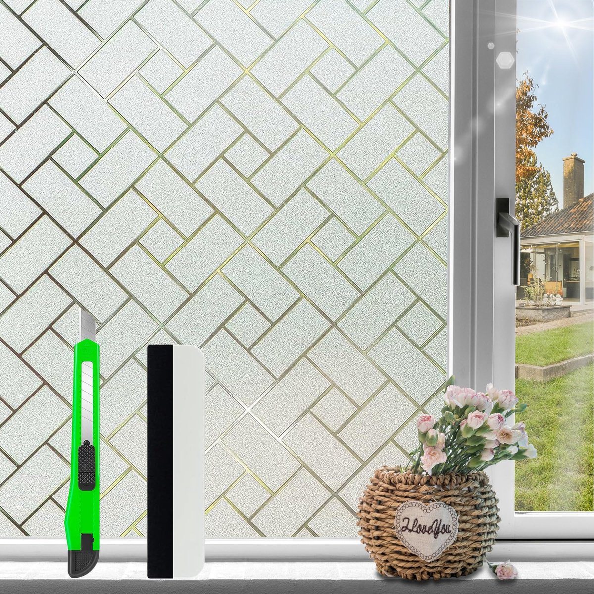 Imperatoris Zelfklevende Raamfolie – Matglas Raamfolie / Inkijkwerende Privacyfolie – Voor Ramen en Glazen Deuren – Screenprotector – Eenvoudig Aan te Brengen – 75x200cm Grid