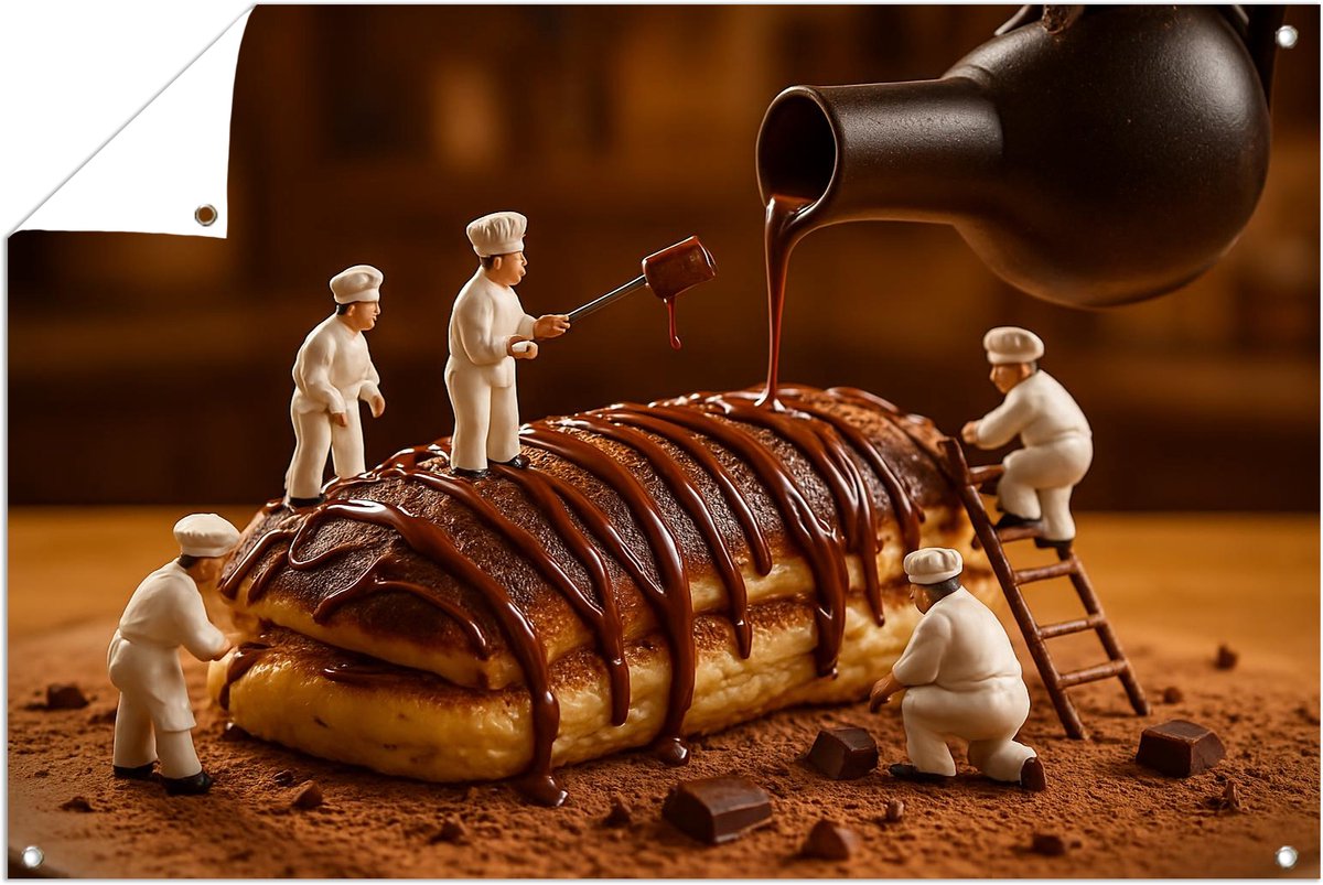 Chocolade over eclair – wanddecoratie buiten – Tuinposter – 120x80 cm