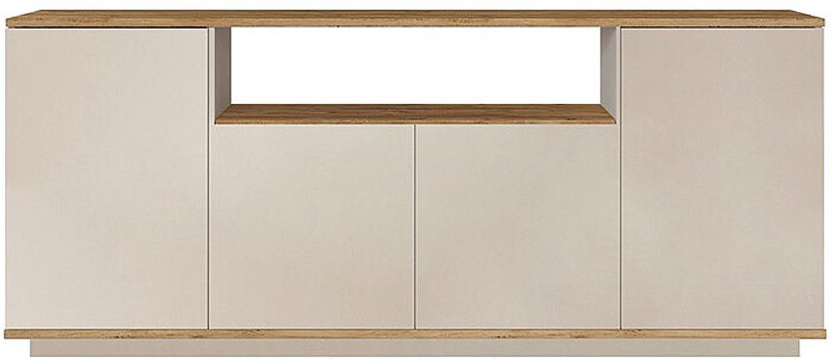Vente-unique Buffetkast met 4 deurtjes en 1 plank - Beige en naturel - LOTULA Beige, Natuurlijk licht