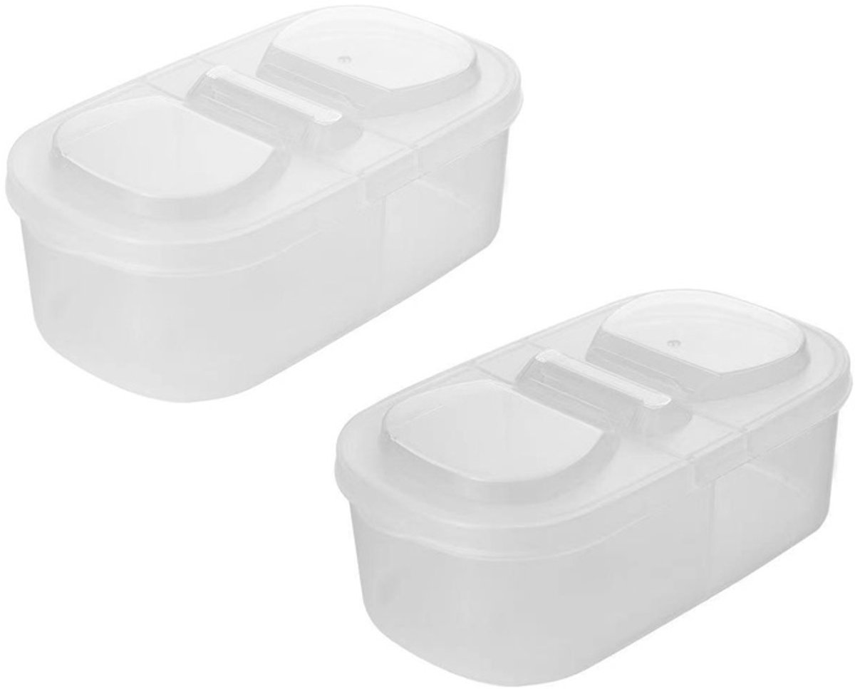 2-stuks Bewaarcontainer voor groenten en fruit in de koelkast - Voedselbewaarcontainer met dubbel deksel - Transparante voedselbewaarcontainer - Met deksel - Geschikt voor het bewaren van droge goederen, snacks, fruit en groenten - Transparant