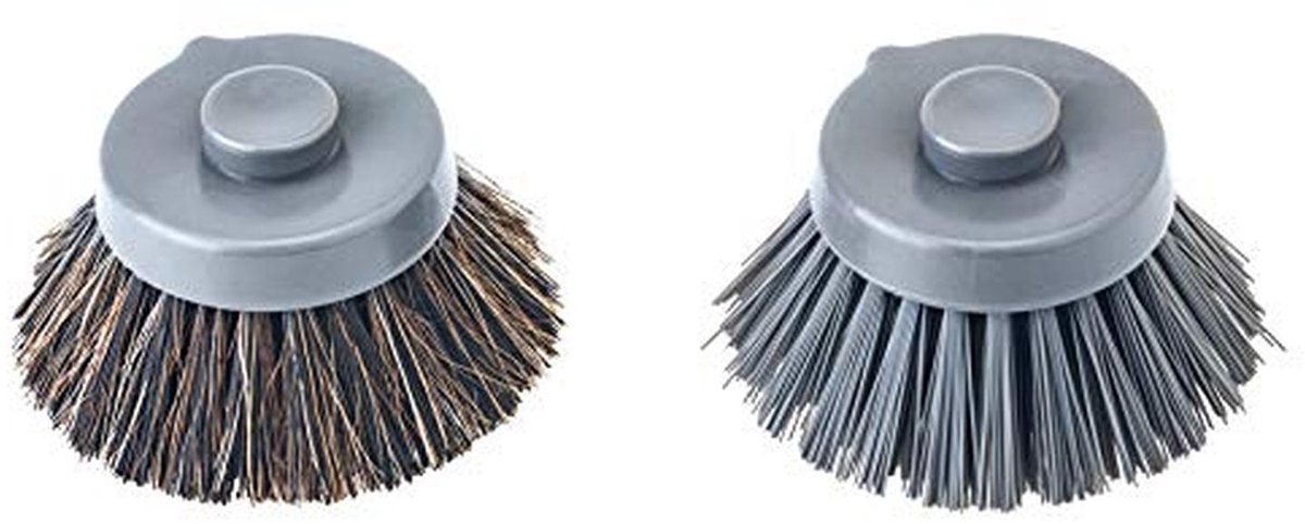 Set van 2 reserveborstels voor afwas met nylon en paardenhaar - Grijs