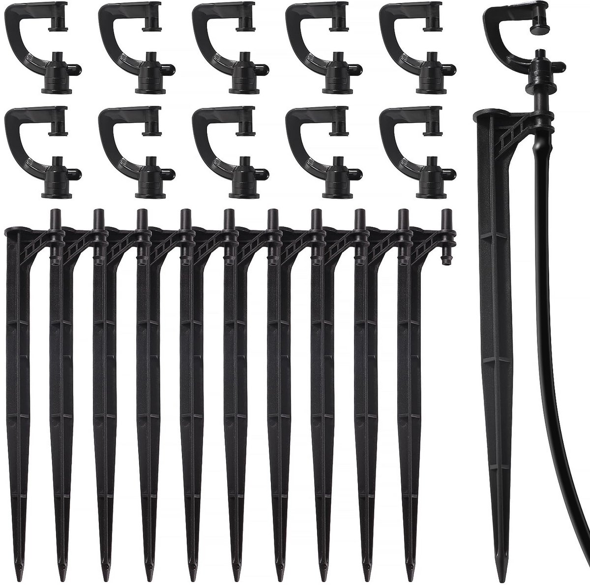 Microsproeiers en Houders - Druppelsysteem - Planten Water Geven - 360 Graden Verstuiving - 10 Stuks - Zwart