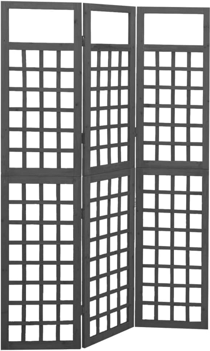 Scherm met 3 panelen 121x180 cm zwart dennenhout, kamerscherm, kamerschermen