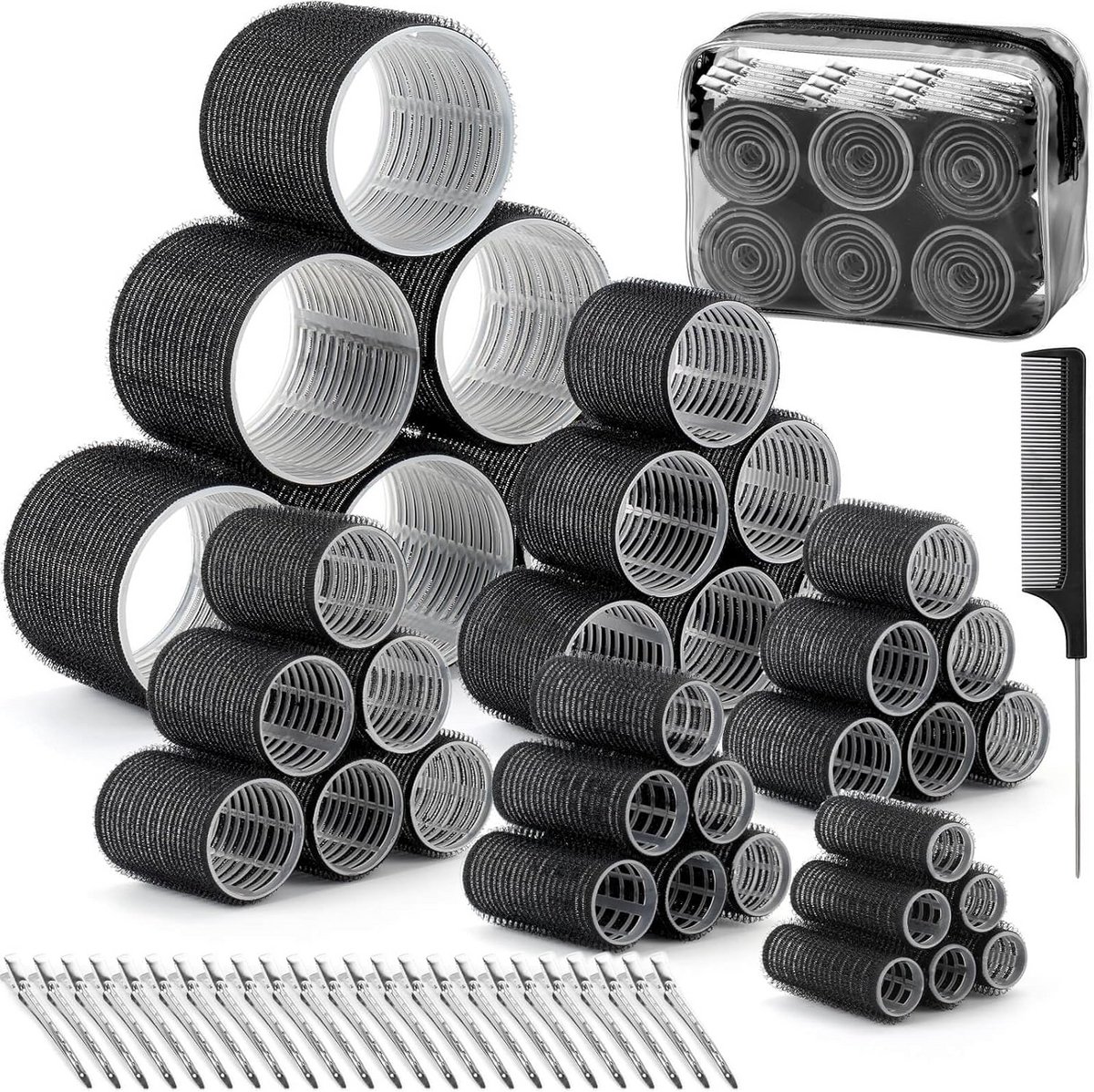 Haarrollers Set met 62 Stuks - 6 Maten voor Perfecte Krullen
