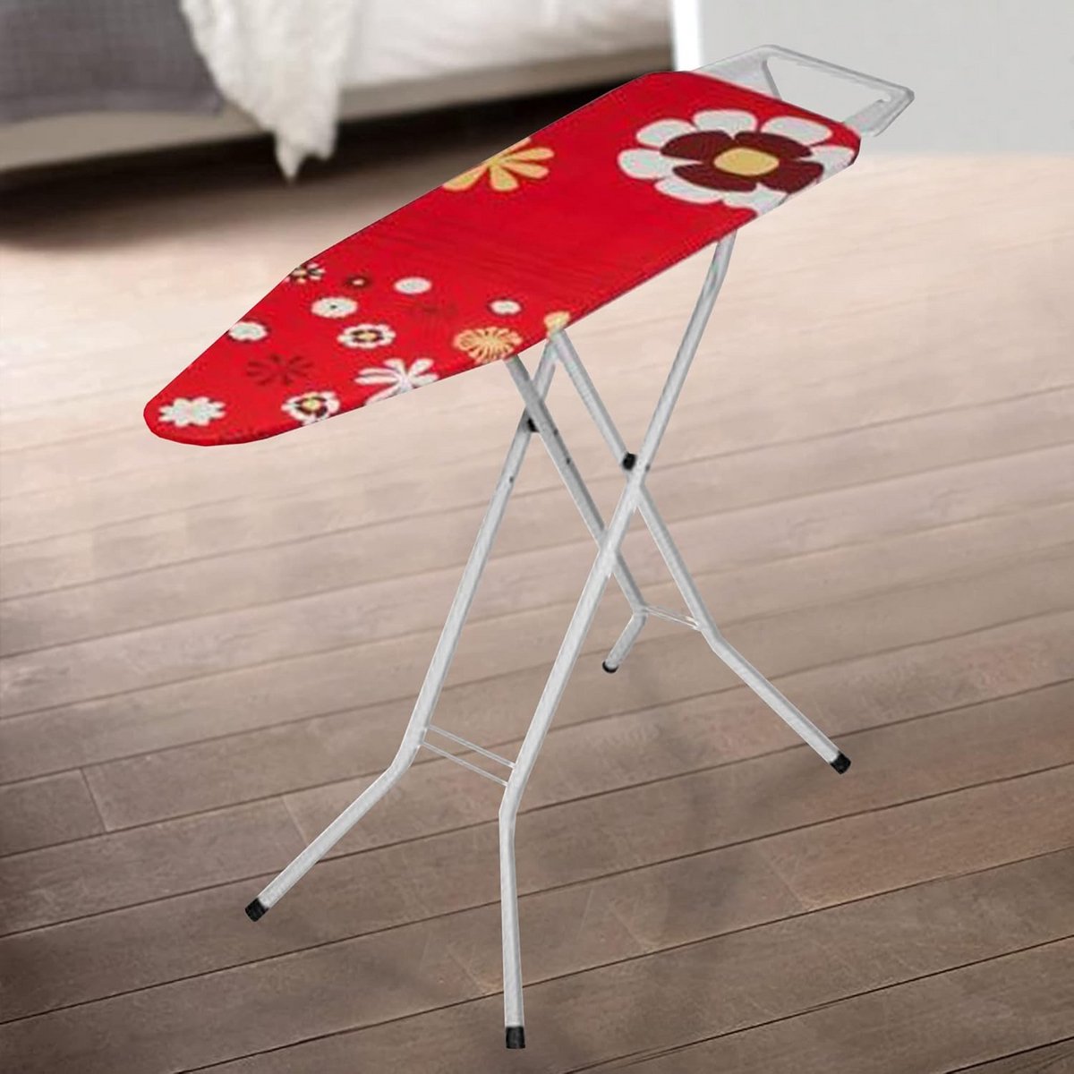 Strijkplank met bloemenmotief in rood