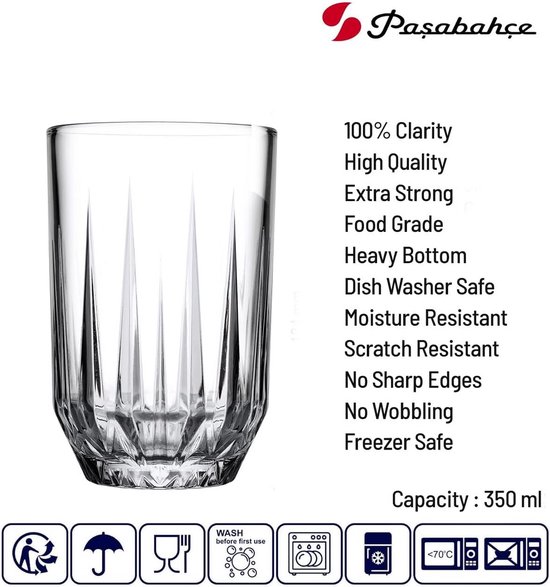 Hanse Stilwerft Glas Porto 6er Set, 6-tlg., 350ml Füllmenge, für Heiß