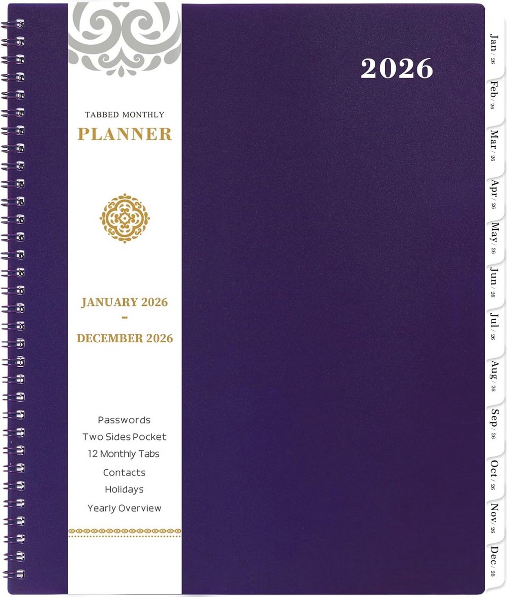 Maandplanner 2023-2024 met tabbladen, 18 maanden planner, juli 2023 - december 2024, 8,5 x 11 inch