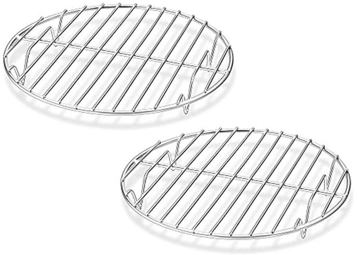 Set van 2 roestvrijstalen ronde koelroosters - 19,4 cm