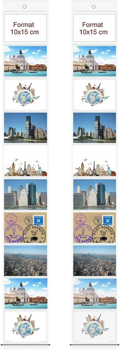 Moderne Wandfotohouders voor 6 Foto's in Staand Formaat