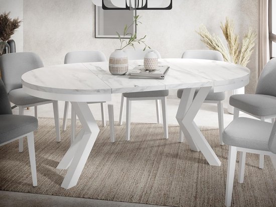 WFL GROUP Ronde uittrekbare eettafel in loftstijl - industriële tafel met beige kasjmier metalen
