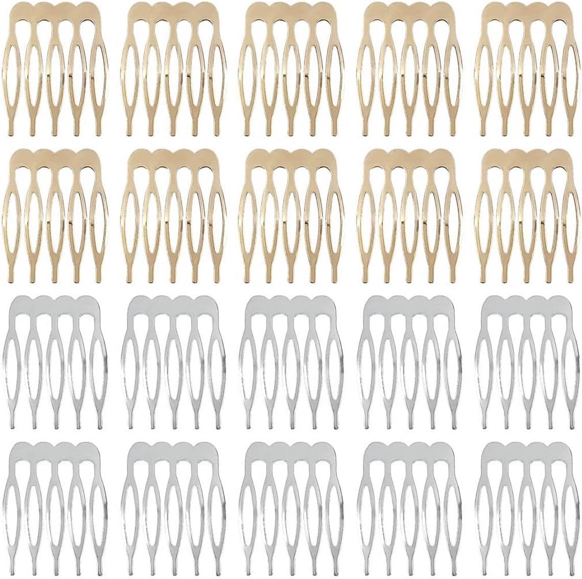 20 Metalen Zijkammen met 5 Tanden voor Haaraccessoires