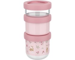 Mepal Mio Snackbox stack 3 pièces Little Dutch - 550 ml - Empilez autant que vous avez besoin - Compatible micro-ondes et lave-vaisselle - Fairy Garden
