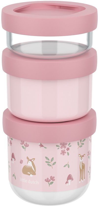 Mepal Mio Snackbox stack 3 pièces Little Dutch - 550 ml - Empilez autant que vous avez besoin - Compatible micro-ondes et lave-vaisselle - Fairy Garden