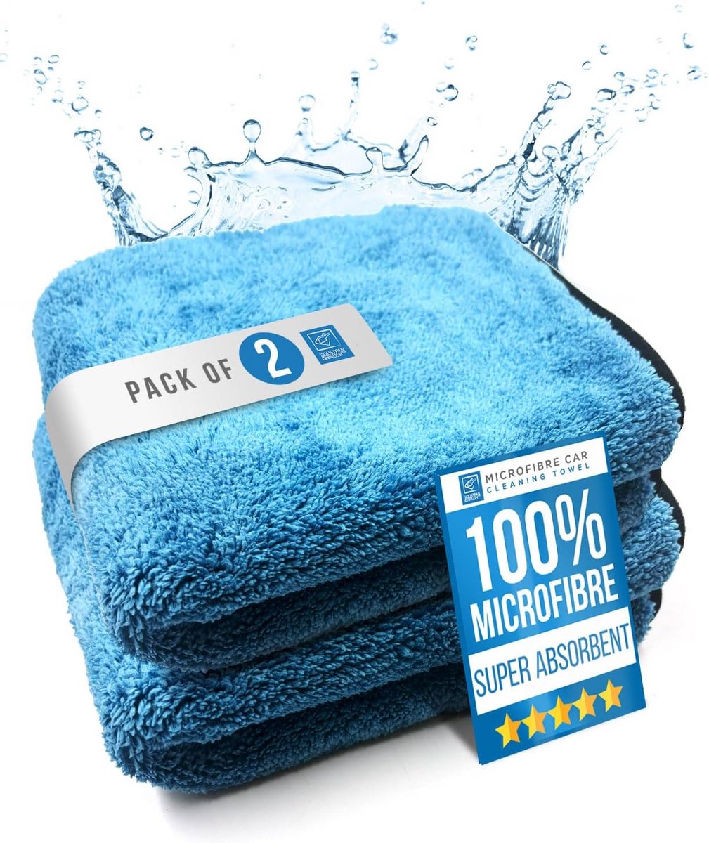 Super Absorberende Dubbellaagse Microvezel Autodoek - Pluisvrije Droogdoek 40x40 cm