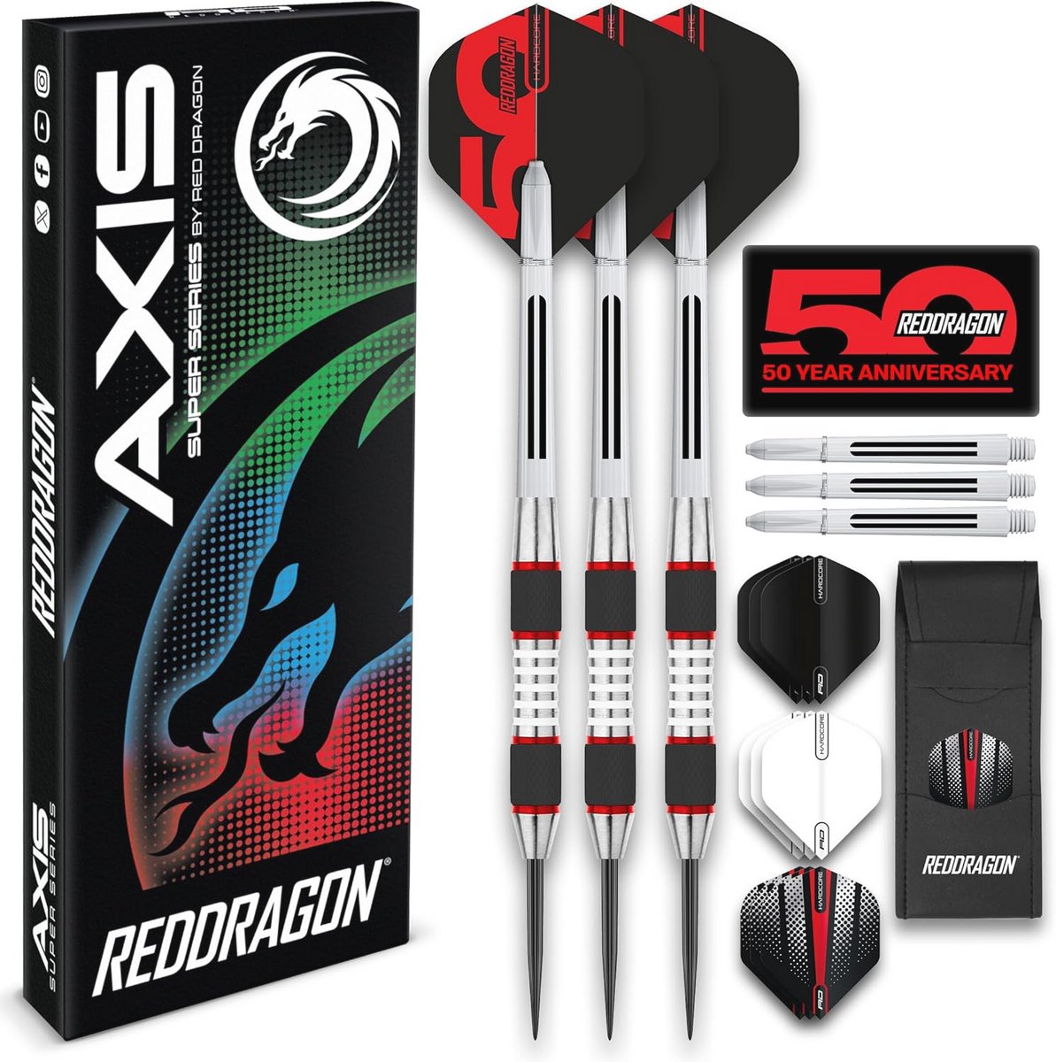 Professionele 28g Tungstendart Set met Flights, Stokken en Koffer
