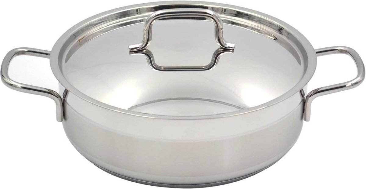 Roestvrij Stalen Ondiep/Lage Braadpan 2 Stuks 4.2L