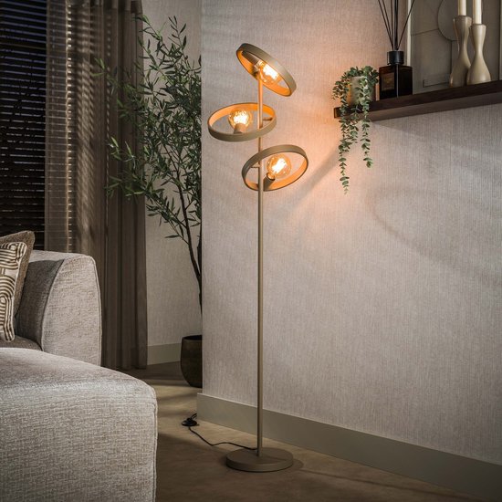 PS-Collection Vloerlamp Hover 3-lichts - Beige - Metaal - vloerlampen woonkamer, vloerlamp zwart, vloerlamp industrieel, vloer lamp, vloerlampen landelijk, staande lampen woonkamer, staande lampen, staande lamp industrieel