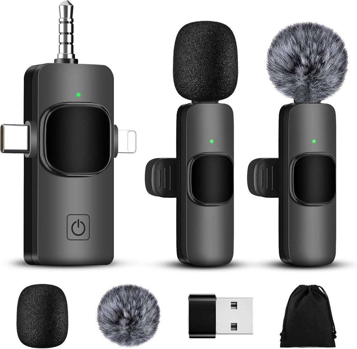 Draadloze Lavalier-microfoon voor Camera, Computer, iPad en Android