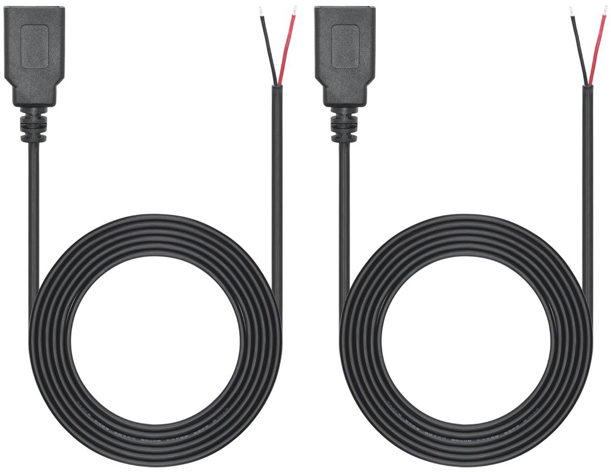 USB A Vrouwelijke Plug 2 Pin Bare Wire Kabel 2 M voor Apparaten