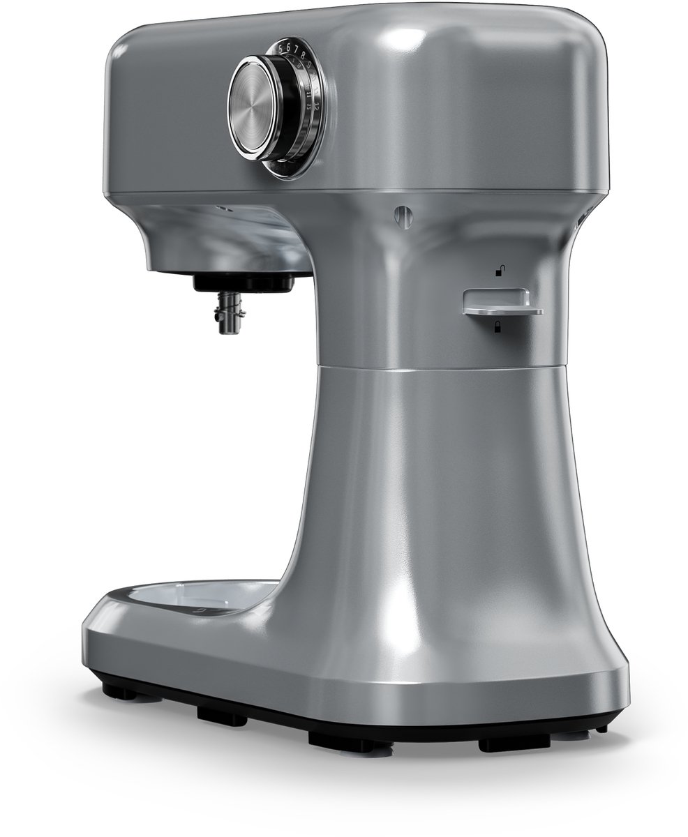 Klarstein Bella Evo 1500W keukenrobot – 5L roestvrijstalen kom, 12 snelheden, planetaire mixfunctie, pulsefunctie, deeghaak, klopper & garde, keukenrobot voor bakken, zilver