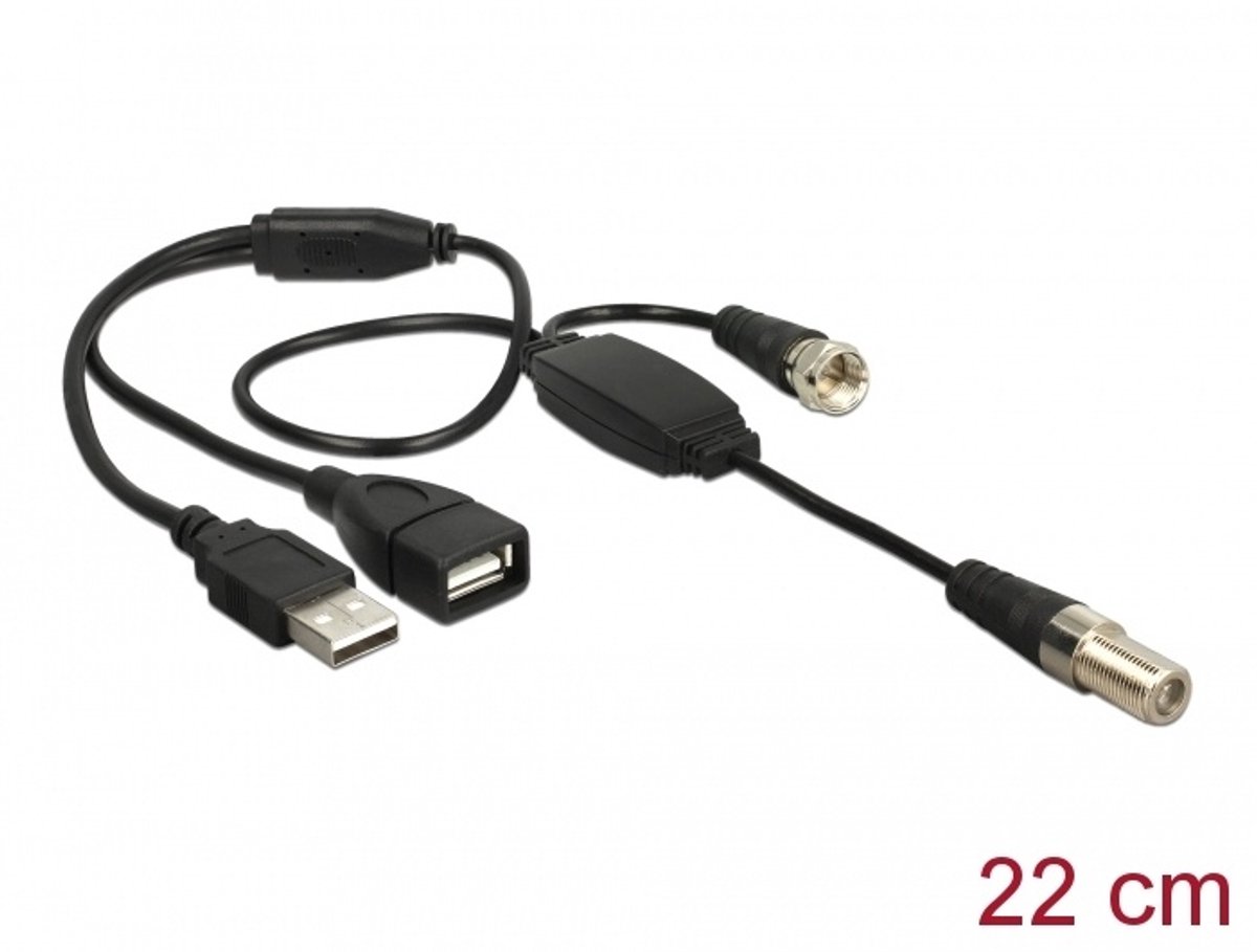 Delock Antenna Cable F Jack > F Plug with phantom power 5 V via USB 22 cm
