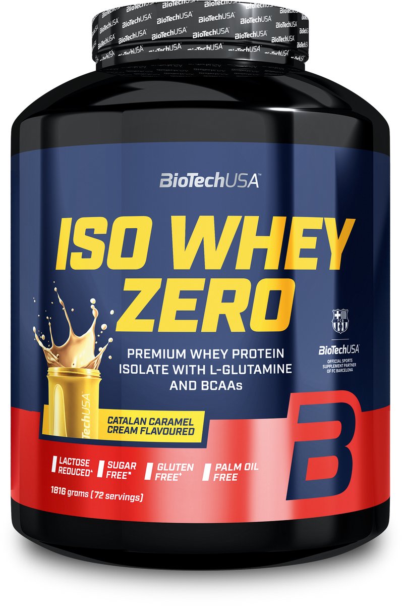BioTechUSA Iso Whey Zero | Premium wei-eiwitisolaat | Grasgevoerd | Enzymvrij | Suiker- en glutenvrij, 1816 g, Catalaanse Karamelcrème