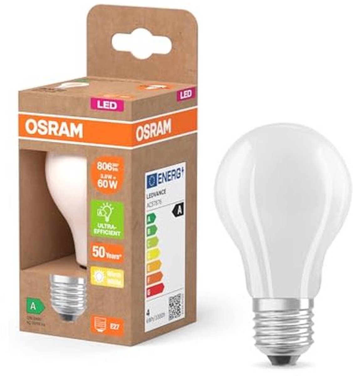 LED Lamp Classic E27 3.8W Warm Wit Licht 806 Lumen