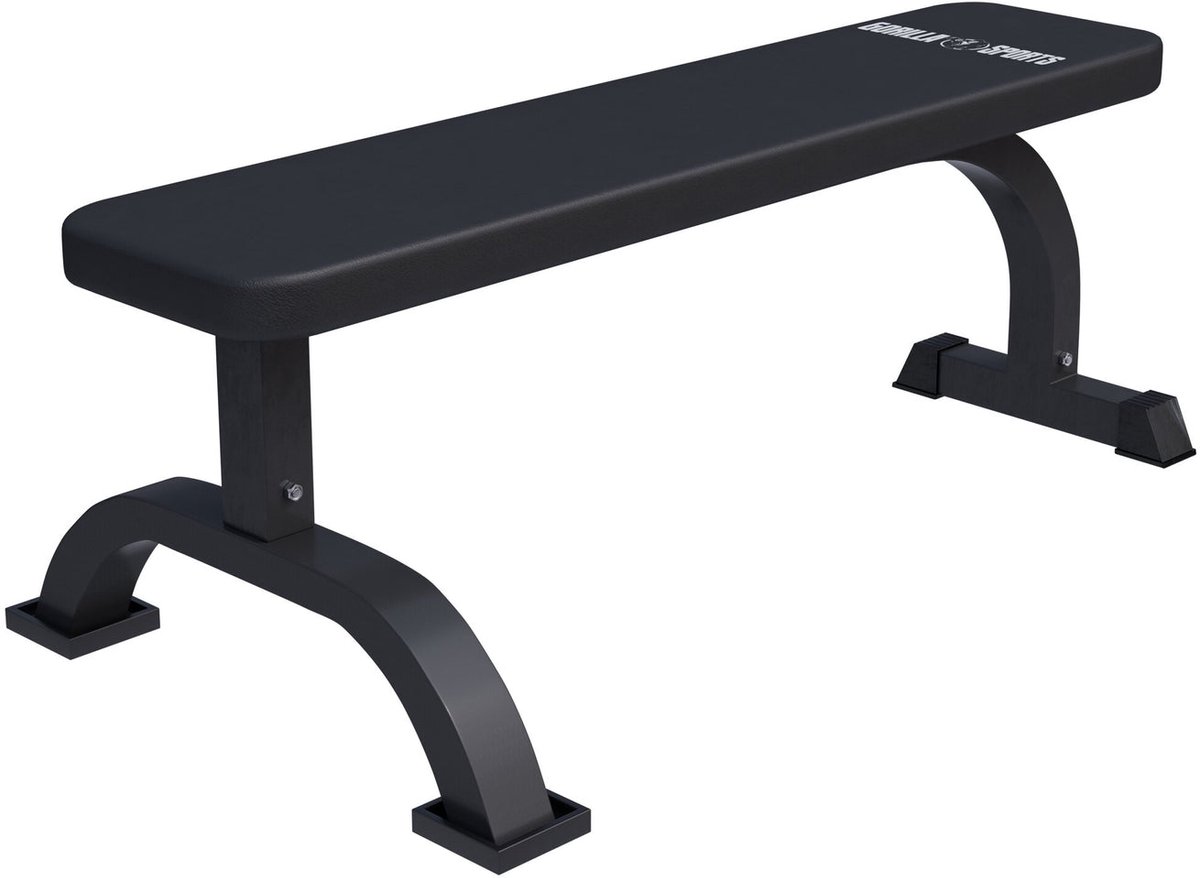Gorilla Sports - Vlakke fitnessbank - Halterbank- Geschikt voor Dumbell Presses - Zwart
