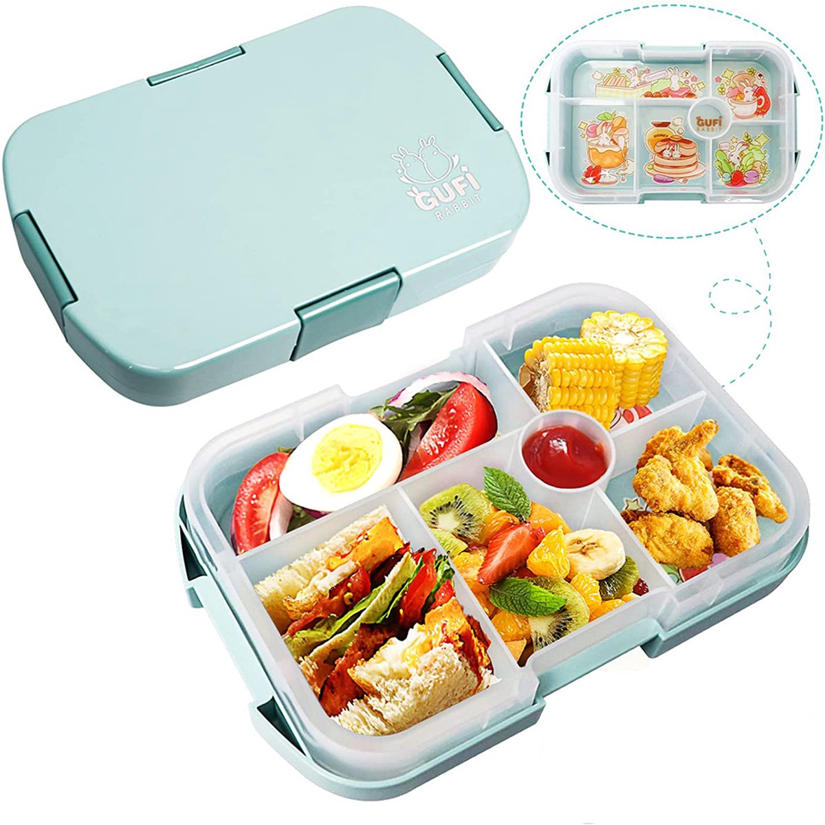 Lunchbox met compartimenten, lekvrije kleuterlunchbox, bentobox