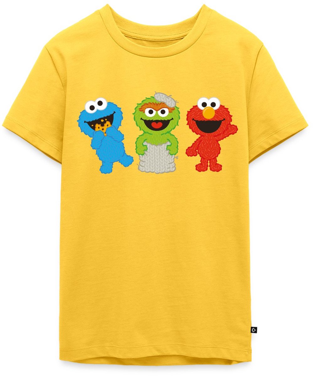 Sesamstraat Baby Koekiemonster Oscar & Elmo Premium T-Shirt Tiener