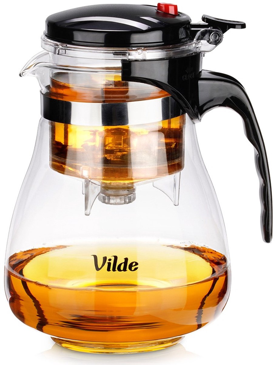 Theepot met Filter met Knop Glas 1,65 l - Koffie- en Thee Pot - Infuser - Theezeef - Filter - Zeef