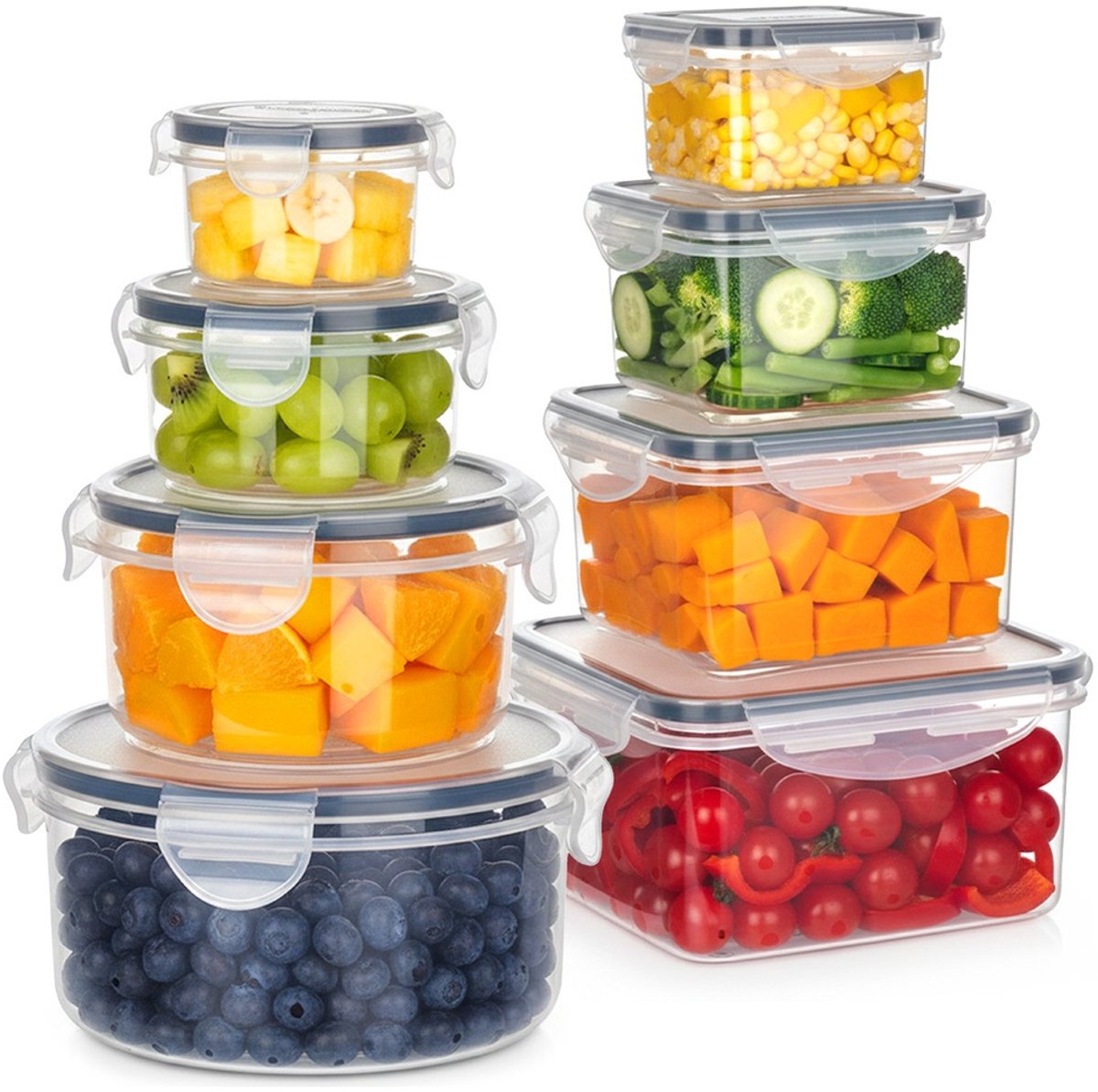 Voedselcontainers met Deksel en Pakking 8 stuks - Vershoudbakjes - Diepvriesbakjes - Vershouden - Bakjes