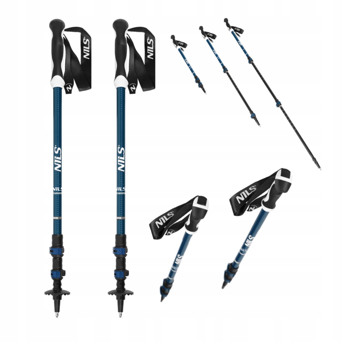 Nils TK8601 Trekkingstokken Blauw - Lichtgewicht Aluminium, Verstelbaar
