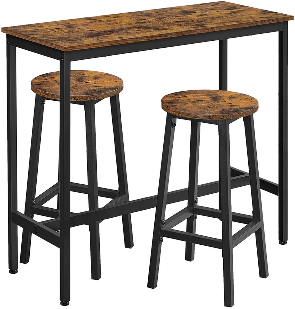 Bartafelset – 2 barkrukken – Vintage bruin/Zwart