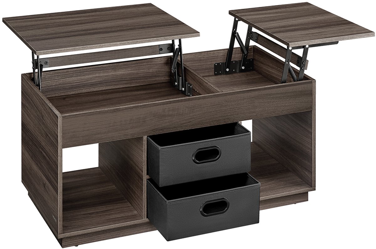 Salontafel – 2 lades en vakken – Asbruin