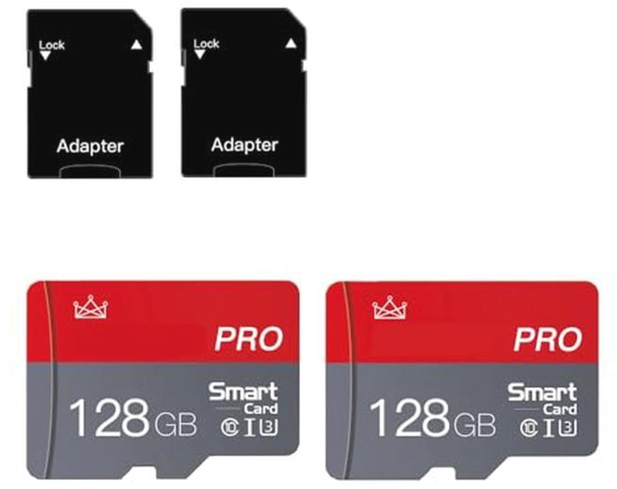 128 GB Micro SD-Kaart Klasse 10 - High Speed Geheugenkaarten voor Smartphones, Camera's en Tablets - 2-Pack