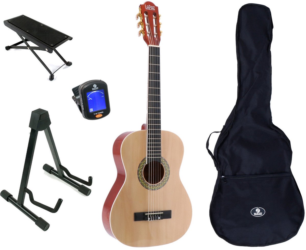 LaPaz 002 NT klassieke gitaar 3/4-formaat naturel + accessoires
