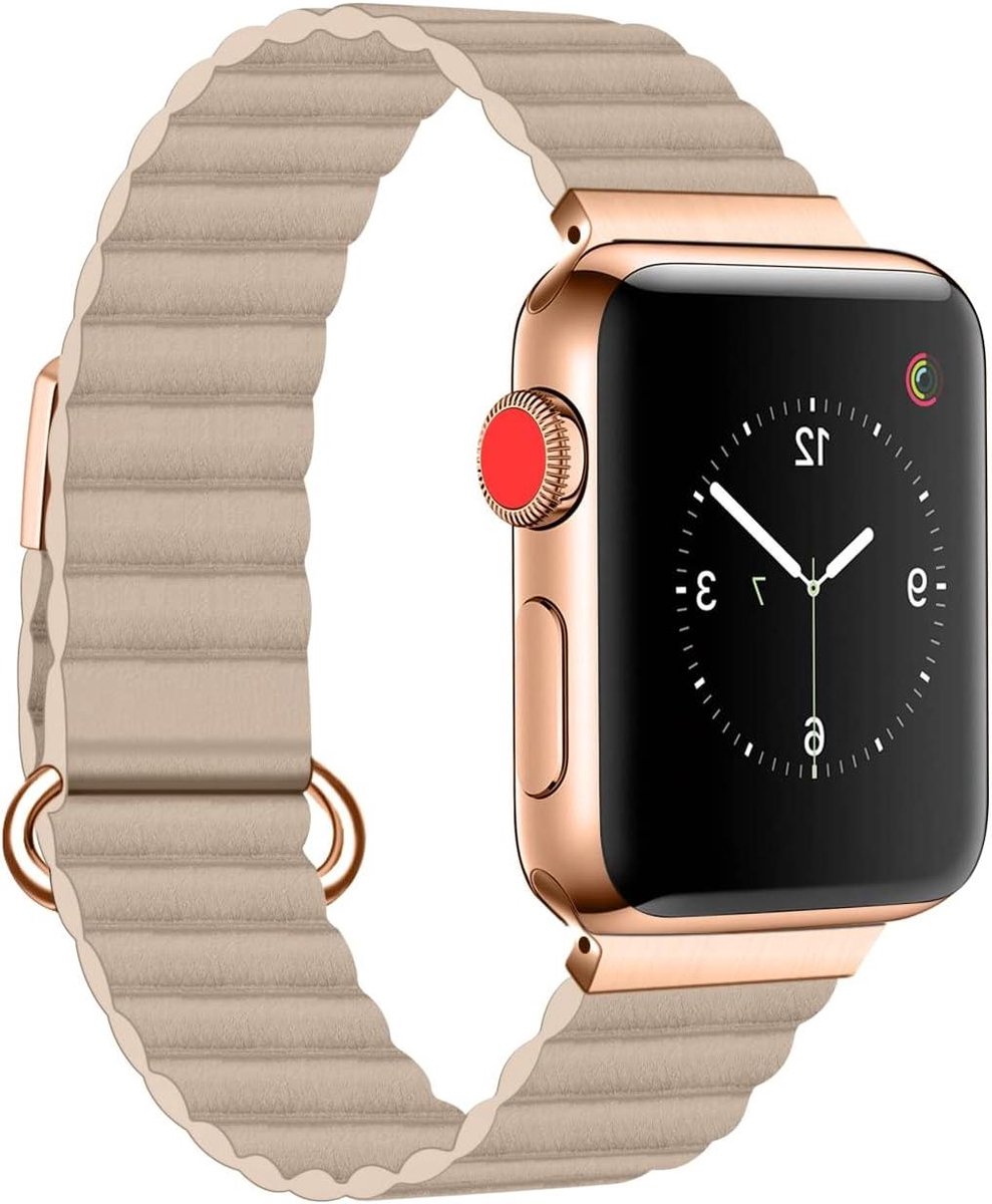 Nordivar - Lederen horlogeband magnetische sluiting - Apple Watch 42mm 44mm 45mm 49mm - Kwaliteit - Stijlvol - Duurzaam