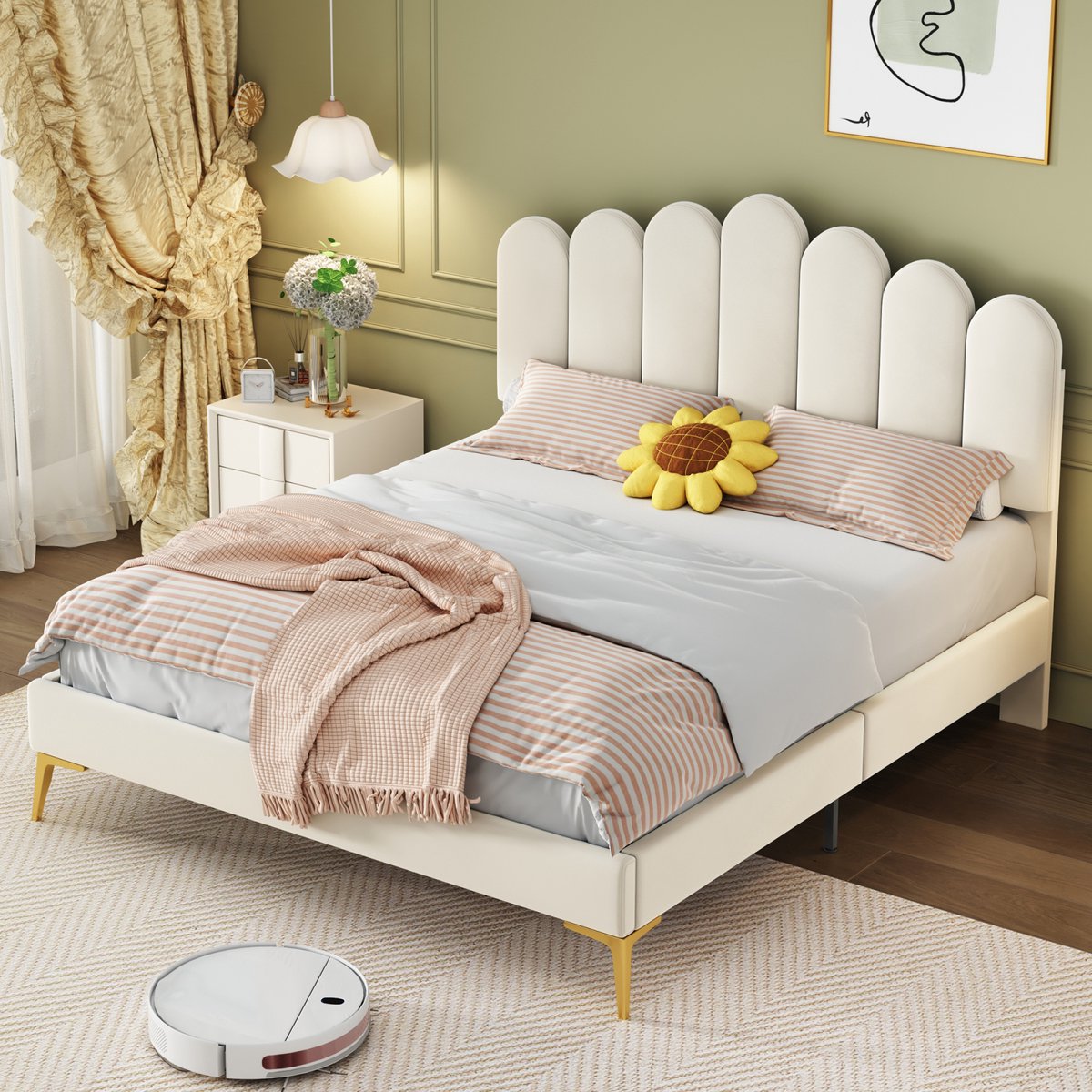 Kinderbed 90 x 200 cm - Eenpersoonsbed met opbergruimte en veiligheidsdeur - wit hout - zonder
