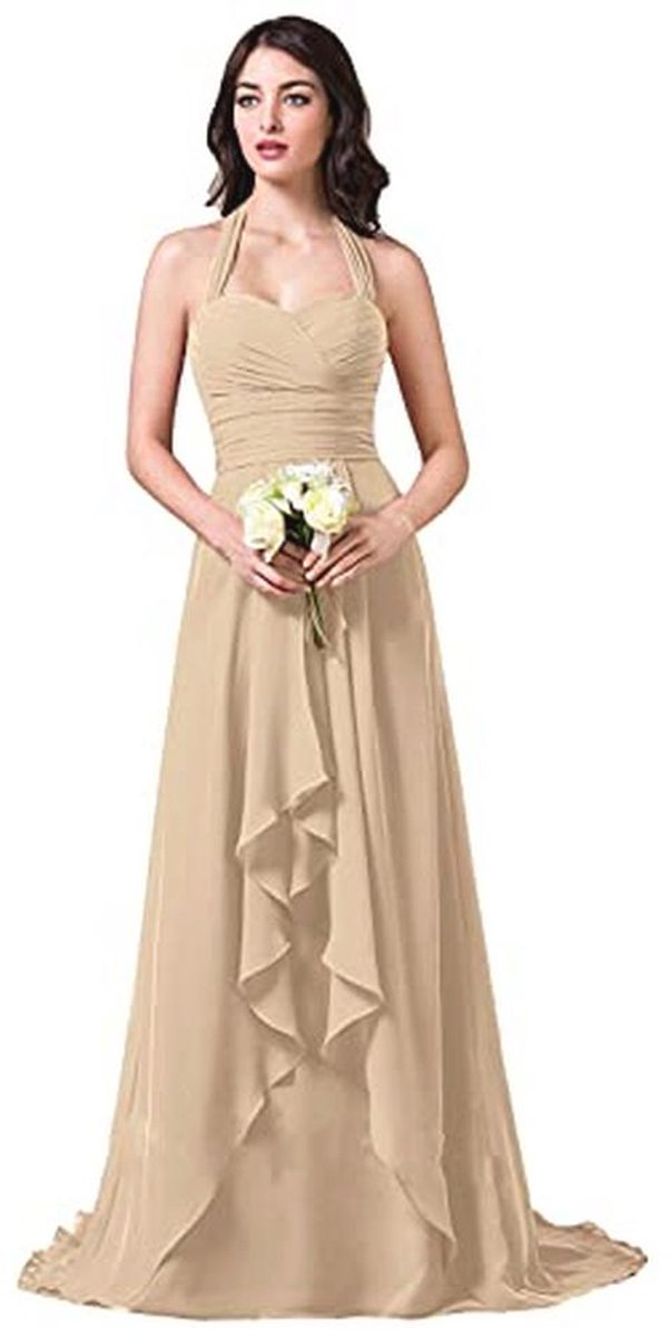 Halterhals Chiffon Avondjurk voor Dames - Formele Party Baljurk