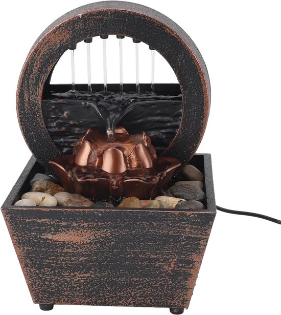 Tuinfontein Met LED-verlichting – 30x32x51,5 Cm – 250 L/u – 2W Pomp – 12V Veilig – Voor Binnen En Buiten – Rustgevende Waterval