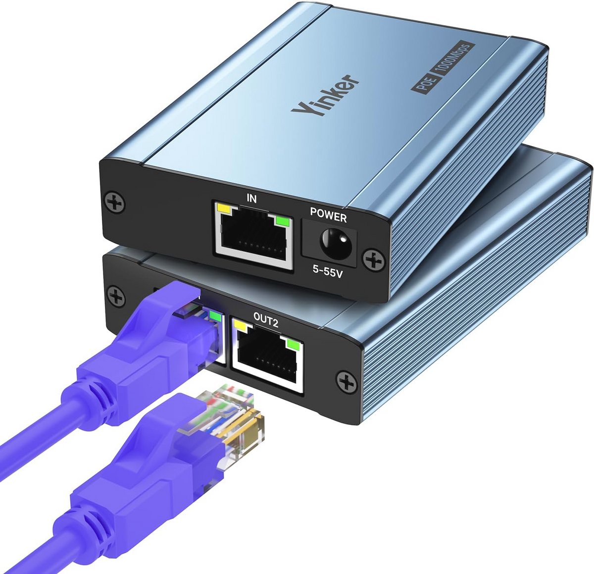 Ethernet POE LAN Splitter 1 naar 2 - 1000 Mbps RJ45 Netwerk Splitter voor Cat5e/6/7/8 Kabel