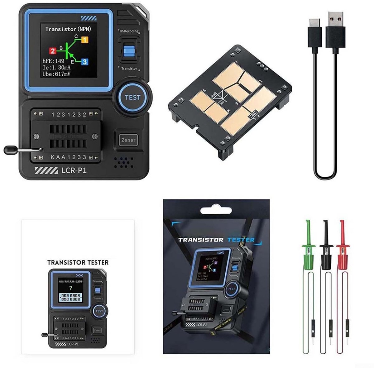 Transistor Tester, LCR ESR Meter voor Inductantie, Capaciteit en Weerstand