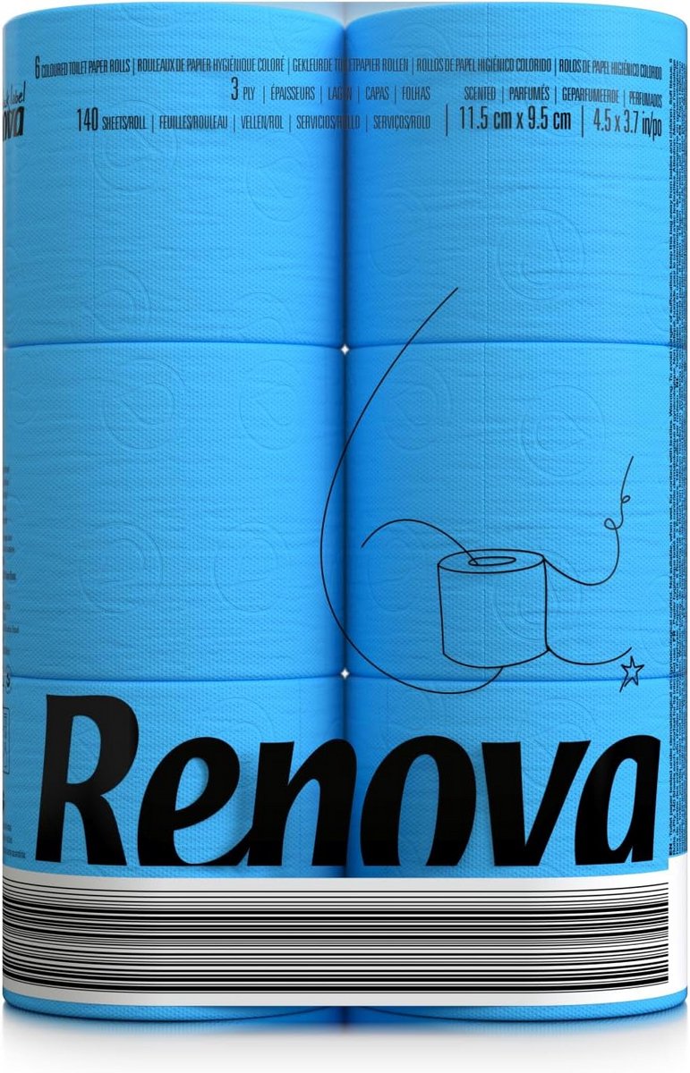 Hygiënisch papier blauw - 6 rollen
