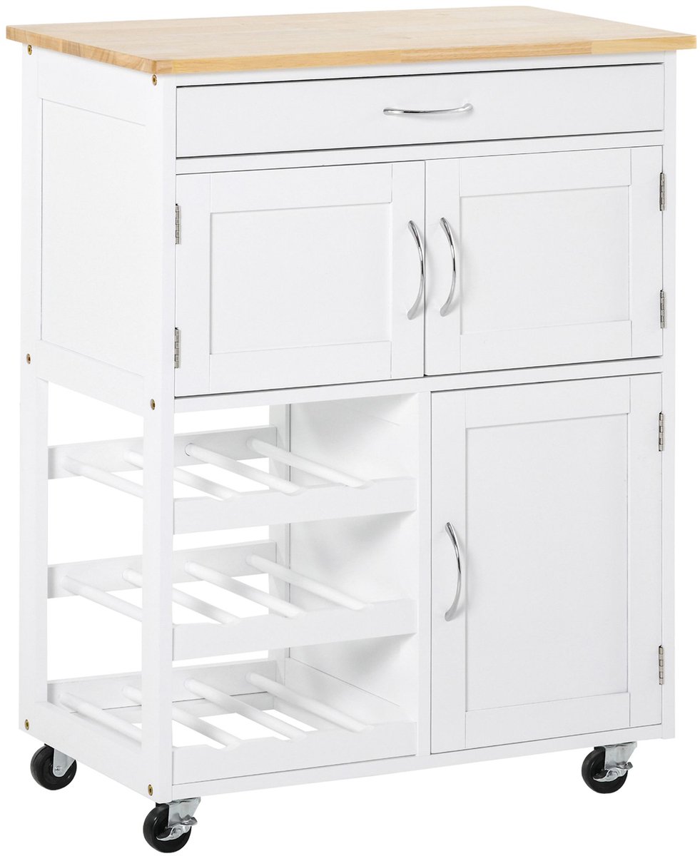 HOMCOM Keukenwagen - MDF - 67x37x87cm - Wit