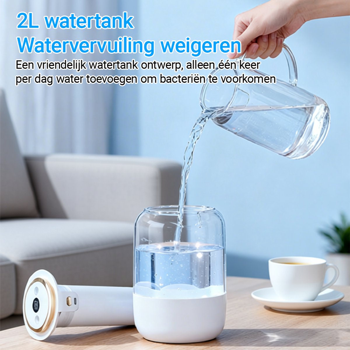 Ericbee Luchtbevochtiger met aromatherapie-Air Humidifier-Stille luchtbevochtiger voor Woonkamer, Kantoor, Babykamer, Slaapkamer-Aromatherapie-LED Sfeerverlichting-2L-40m2 thumbnail 5