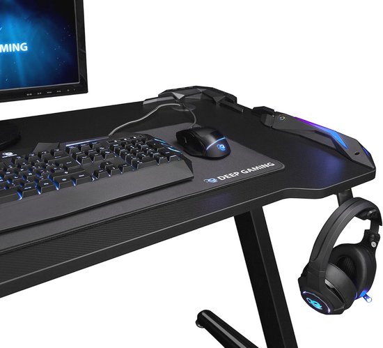 PC Speeltafel voor Gamers - Technisch Hout, 120x60 cm, Zwart — afbeelding 2